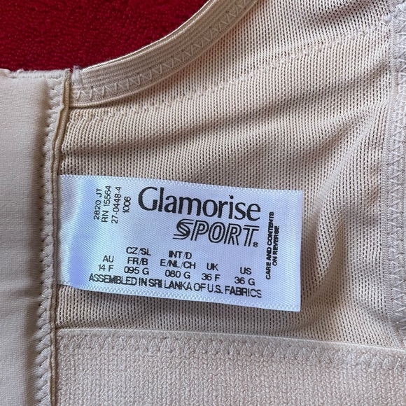 SOLD ✅ Glamorise Sport Women's Adjustable Strap Back Closure Wireless Beige 36G - Picture 7 of 9